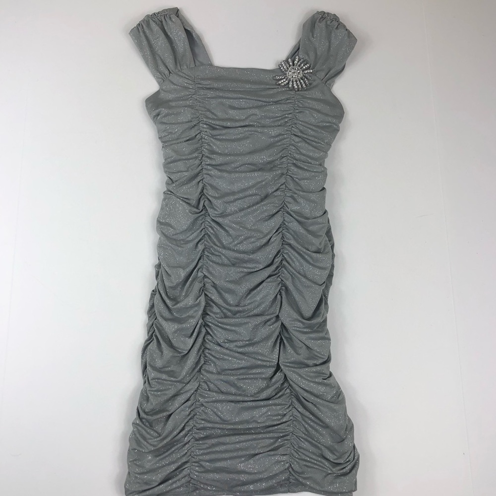 Girls size 10 formal silver sparkly dance dress